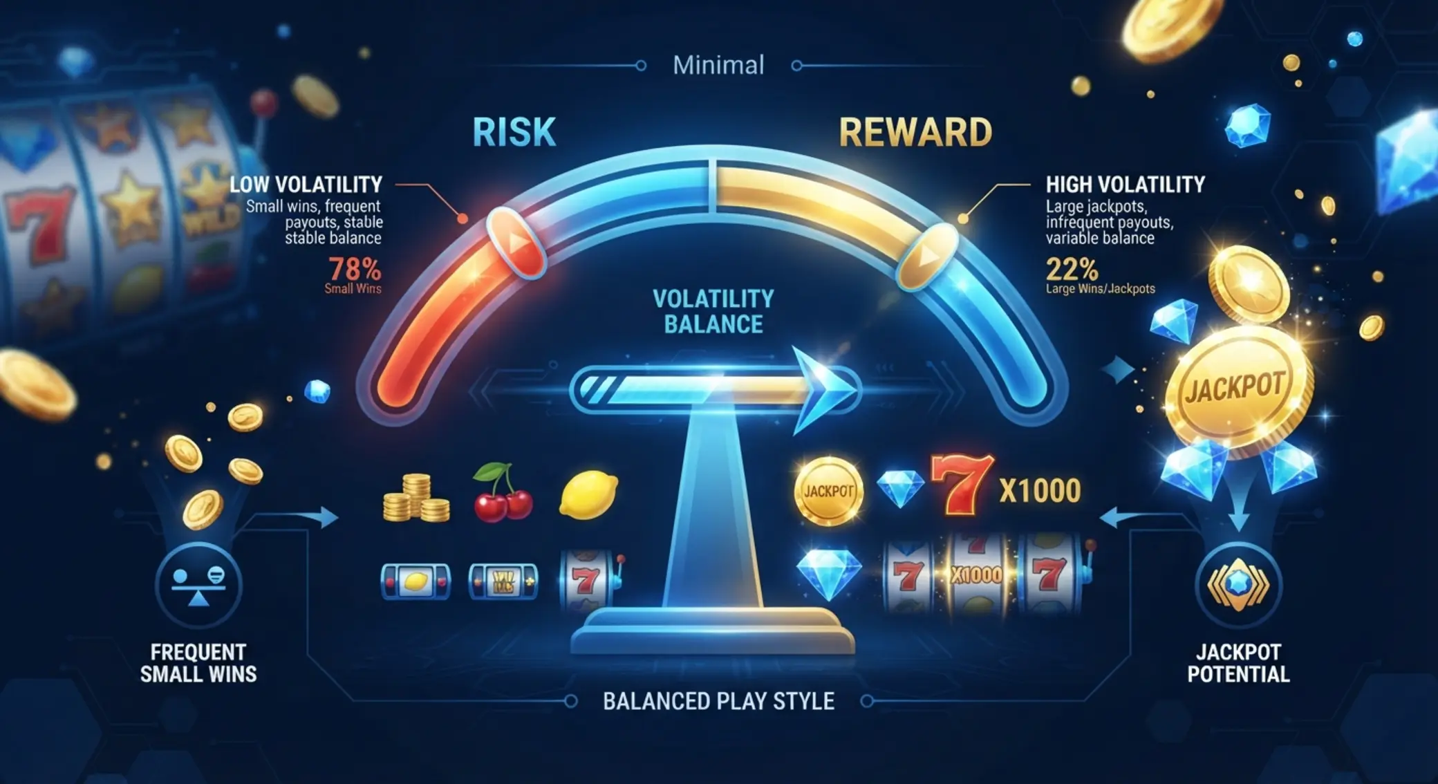 Ilustrace vztahu mezi RTP a volatilitou u online automatů