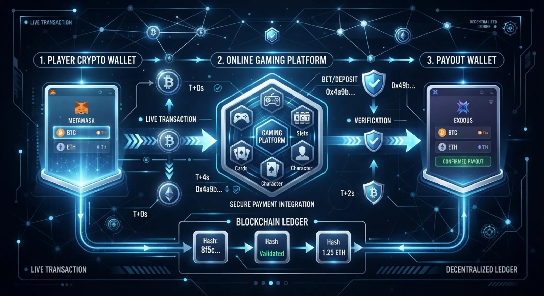 Schéma vkladu a výběru v crypto casinu přes kryptopeněženku