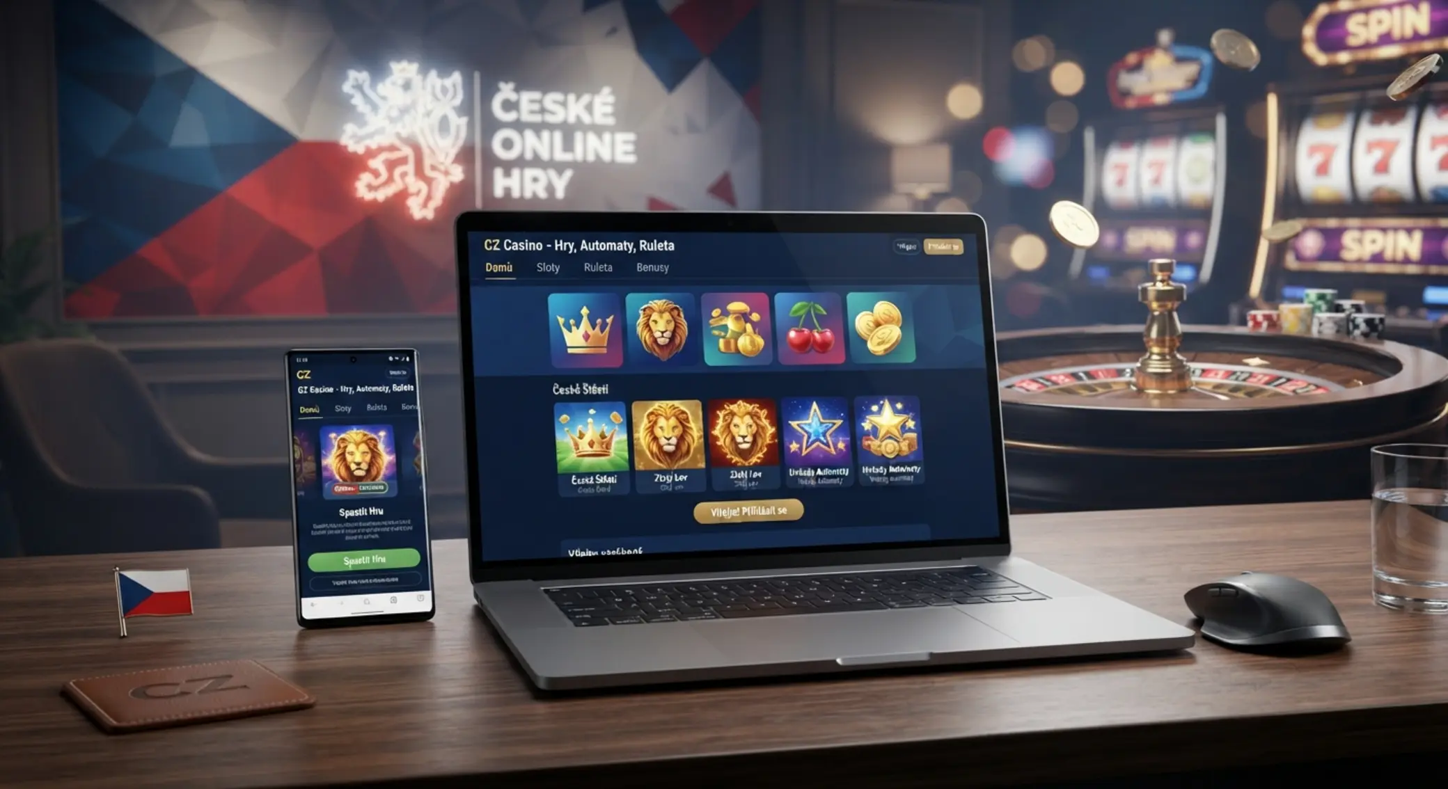 Ilustrace online hraní pro české hráče na mobilu a počítači