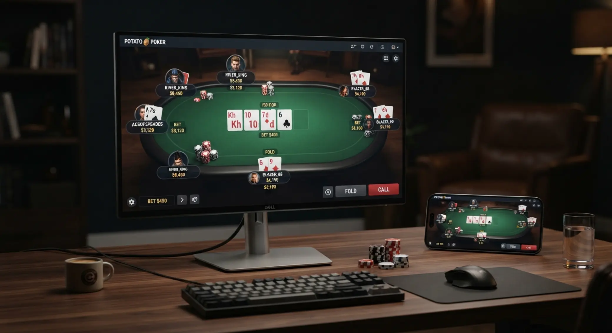 Mobilní a desktopové rozhraní pokerové aplikace