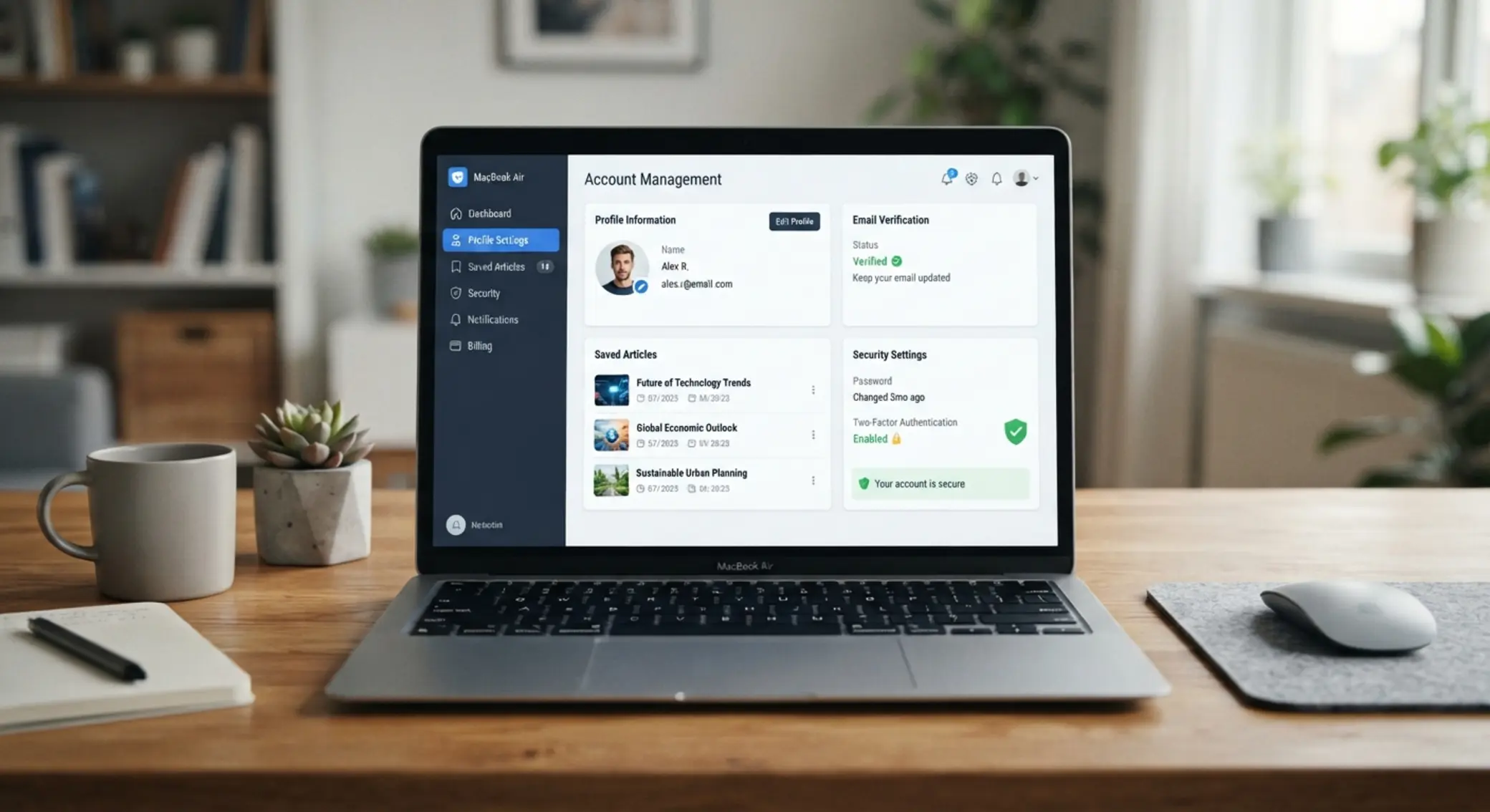 Správa uživatelského účtu na moderním informačním webu